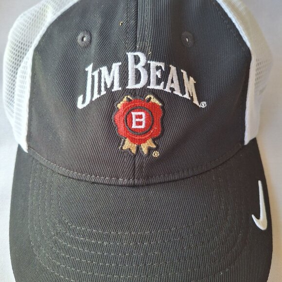 Jim Beam Nike Golf Black & White Trucker Hat Adjustable Mesh Cap - Picture 2 of 5